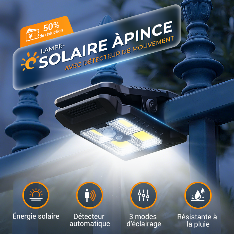 🎄🔥Offre spéciale 🔥 Lampe Solaire à Clip Extérieur avec Détecteur de Mouvement
