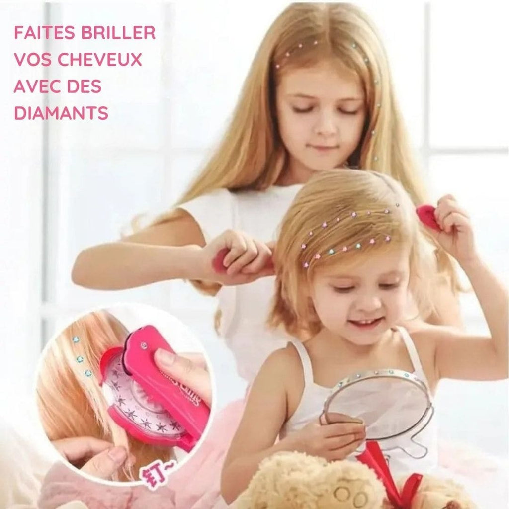 Kit de décoration à strass pour cheveux & accessoires sans chaleur (180 strass + 12 stickers)
