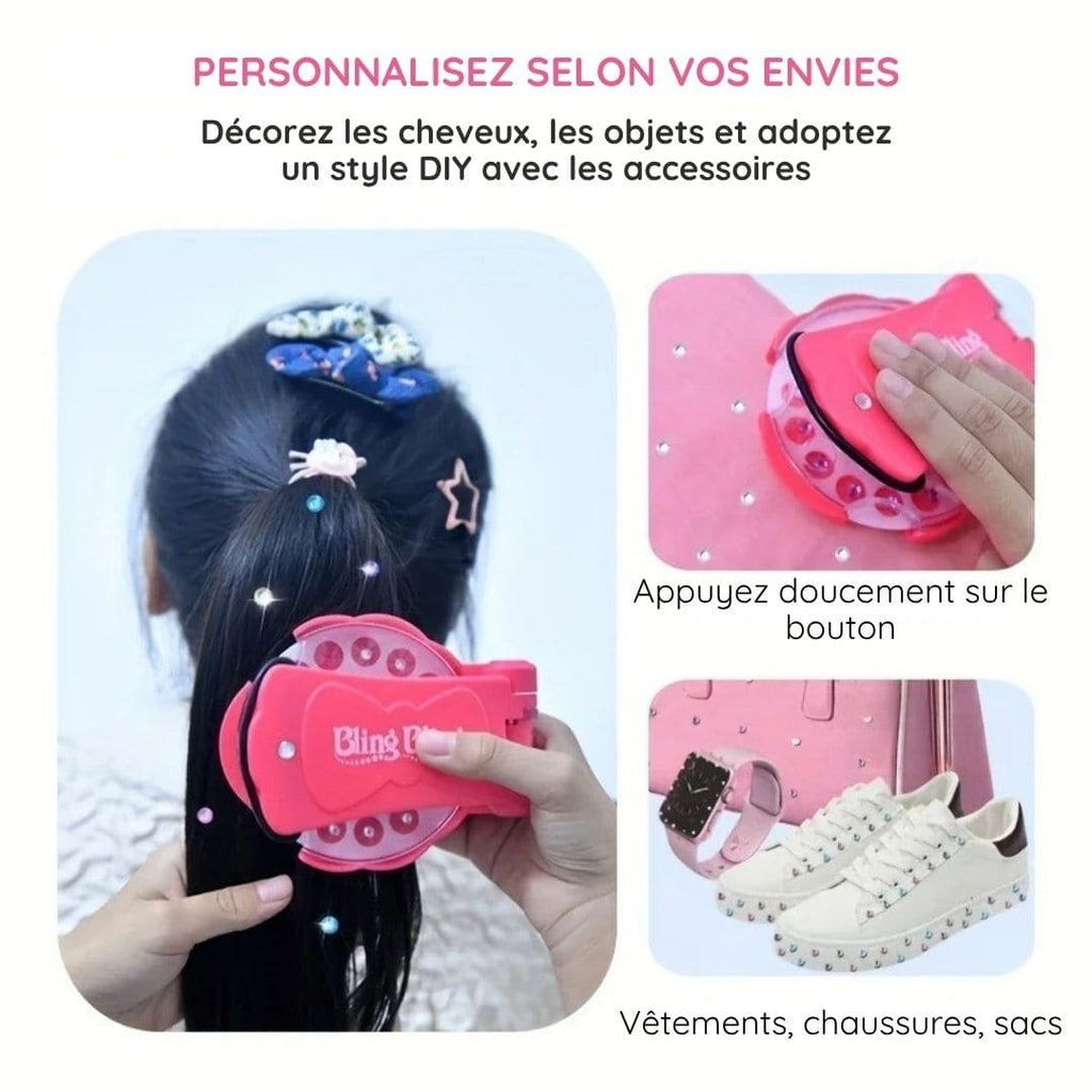 Kit de décoration à strass pour cheveux & accessoires sans chaleur (180 strass + 12 stickers)