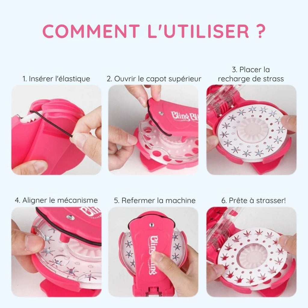 Kit de décoration à strass pour cheveux & accessoires sans chaleur (180 strass + 12 stickers)