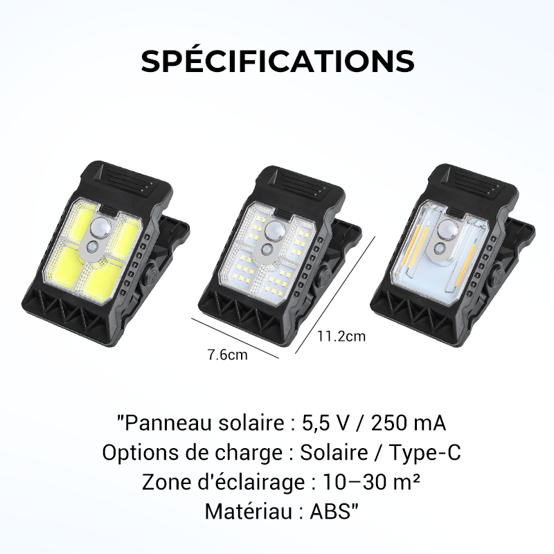 🎄🔥Offre spéciale 🔥 Lampe Solaire à Clip Extérieur avec Détecteur de Mouvement