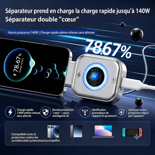 Adaptateur de Charge Rapide Intelligent avec Arrêt Automatique