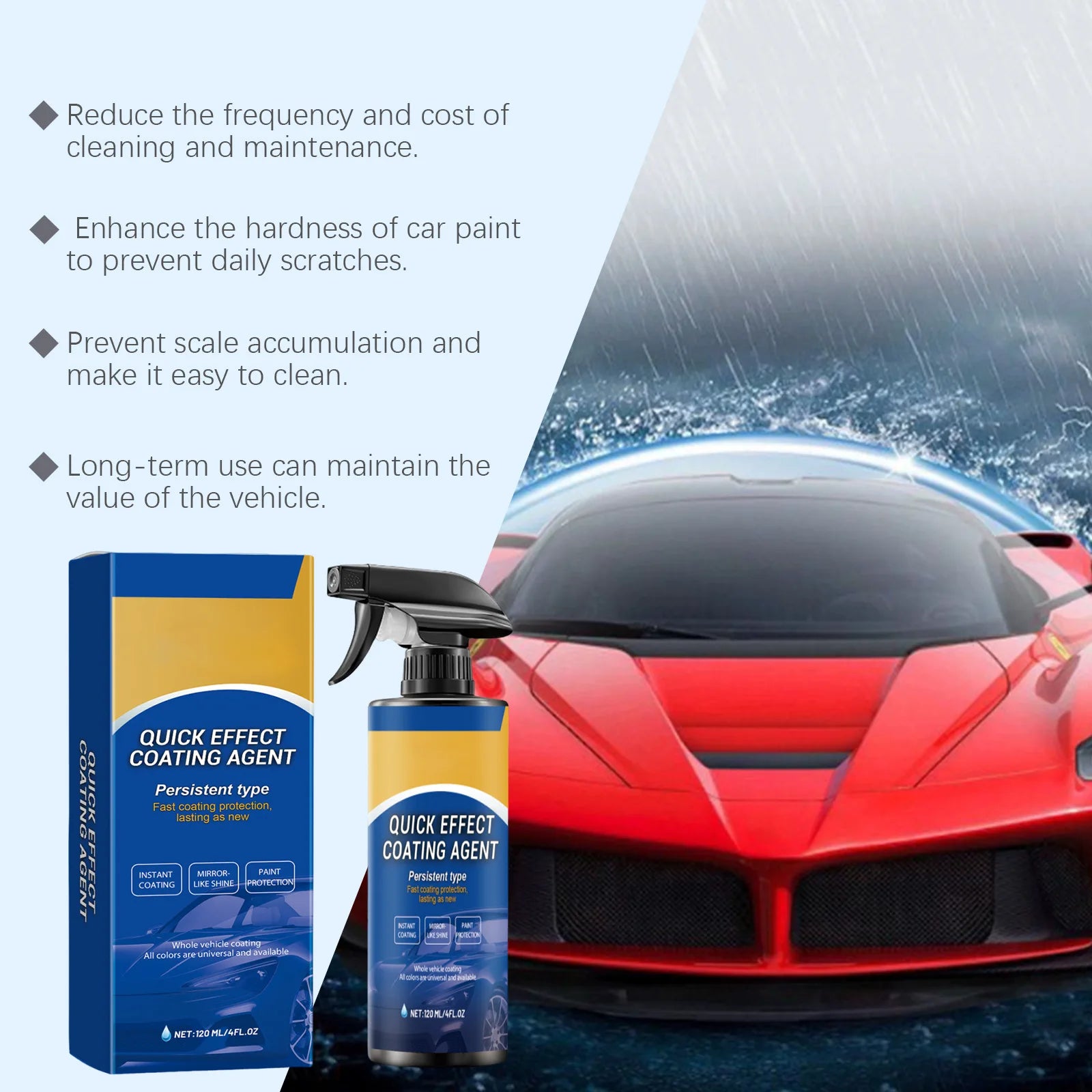 Coating Spray Quick-Dry Restores Glossy Quick Effect Coating Agent High Gloss Long Lasting Paint Protection Car Care