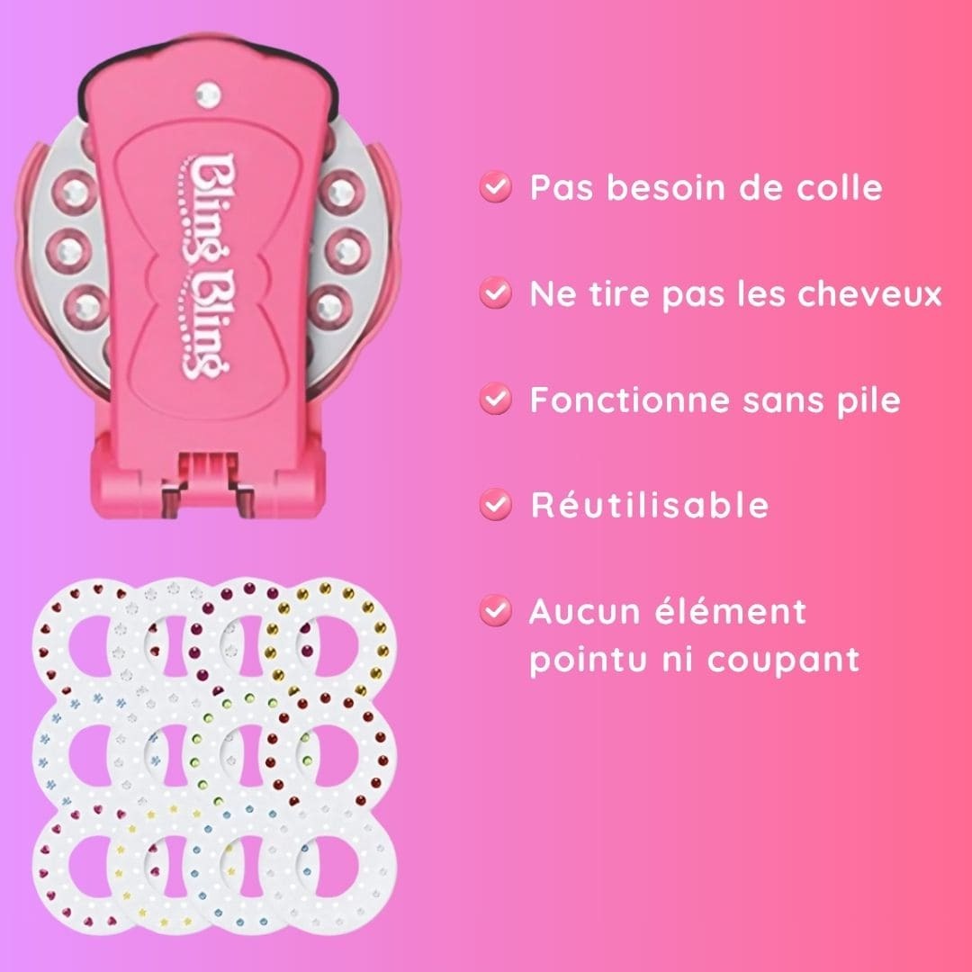 Kit de décoration à strass pour cheveux & accessoires sans chaleur (180 strass + 12 stickers)